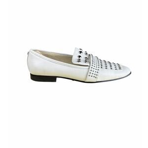 Sam Edelman Chesney White Leather Studded Loafers Size 8.5 Silver Studs